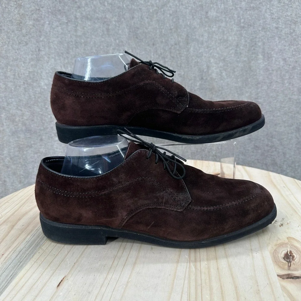 Hush Puppies Oxford Shoes Mens 11 Dark Brown Suede Leather Lace Up Dress Casual